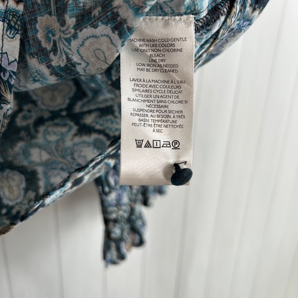 By Anthropologie size XL henley peasant blouse blue cotton long sleeve boho - Picture 14 of 15